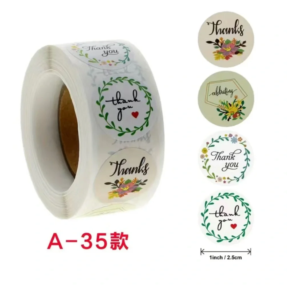 500‎ pcs literary flowers thank you roll stickers